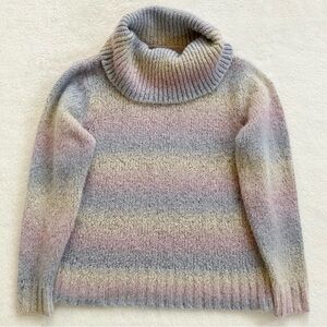 Vintage Woolrich Turtleneck Sweater Pastel Stripe Wool Blend M Hong Kong